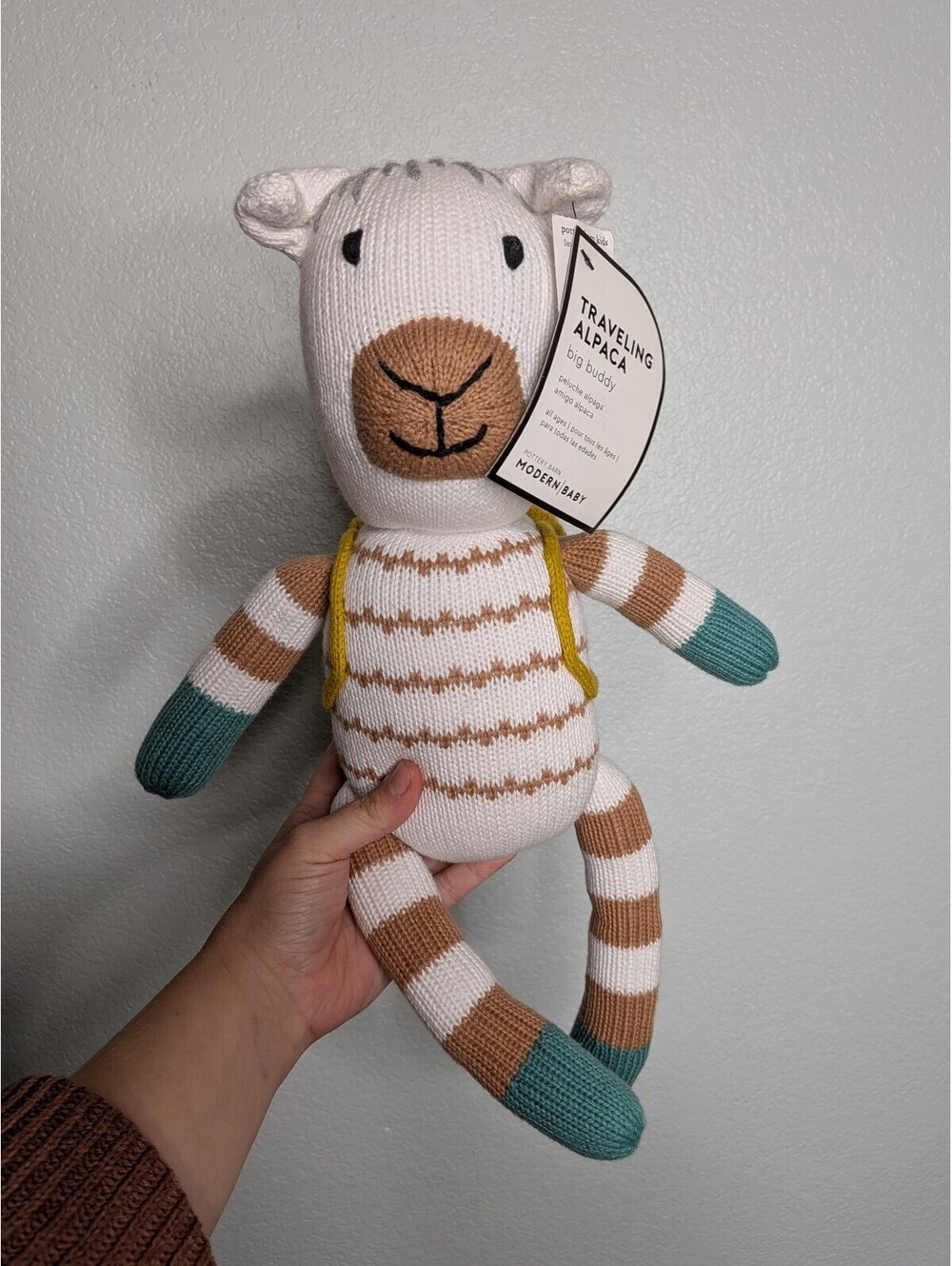Pottery Barn Kids Modern Baby Traveling Alpaca Big Buddy Knit Plush organic